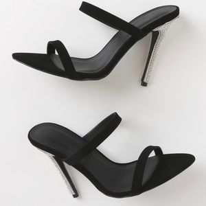 Lulus black sandal heels with rhinestones size 8 new